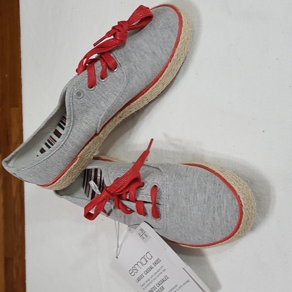 NWT Esmara Womens Espadrille Sneakers Gray Redโ Jute Sz 8
